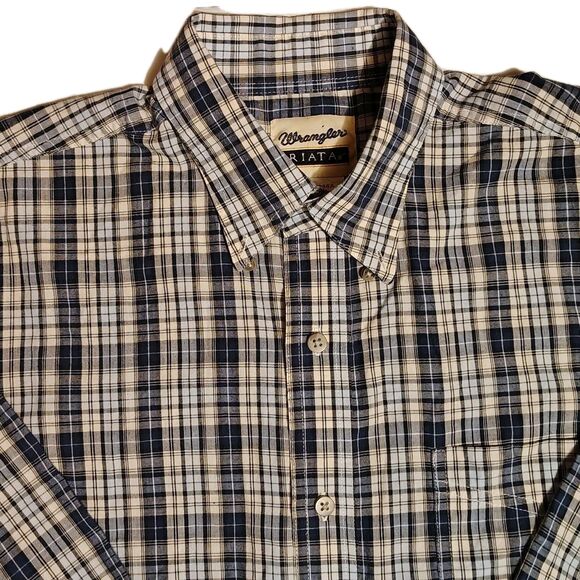 Wrangler Riata Plaid Button Down Long Sleeve Shirt Mens Large - Picture 2 of 9